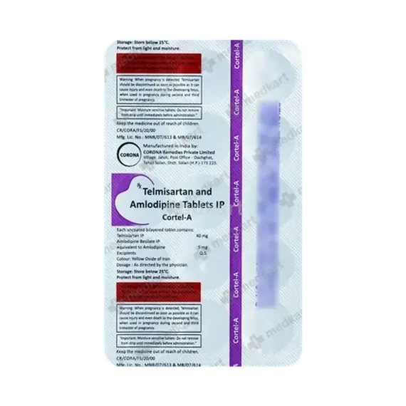 cortel a 5/40mg tablet 15's